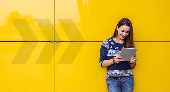 Woman looking at iPad