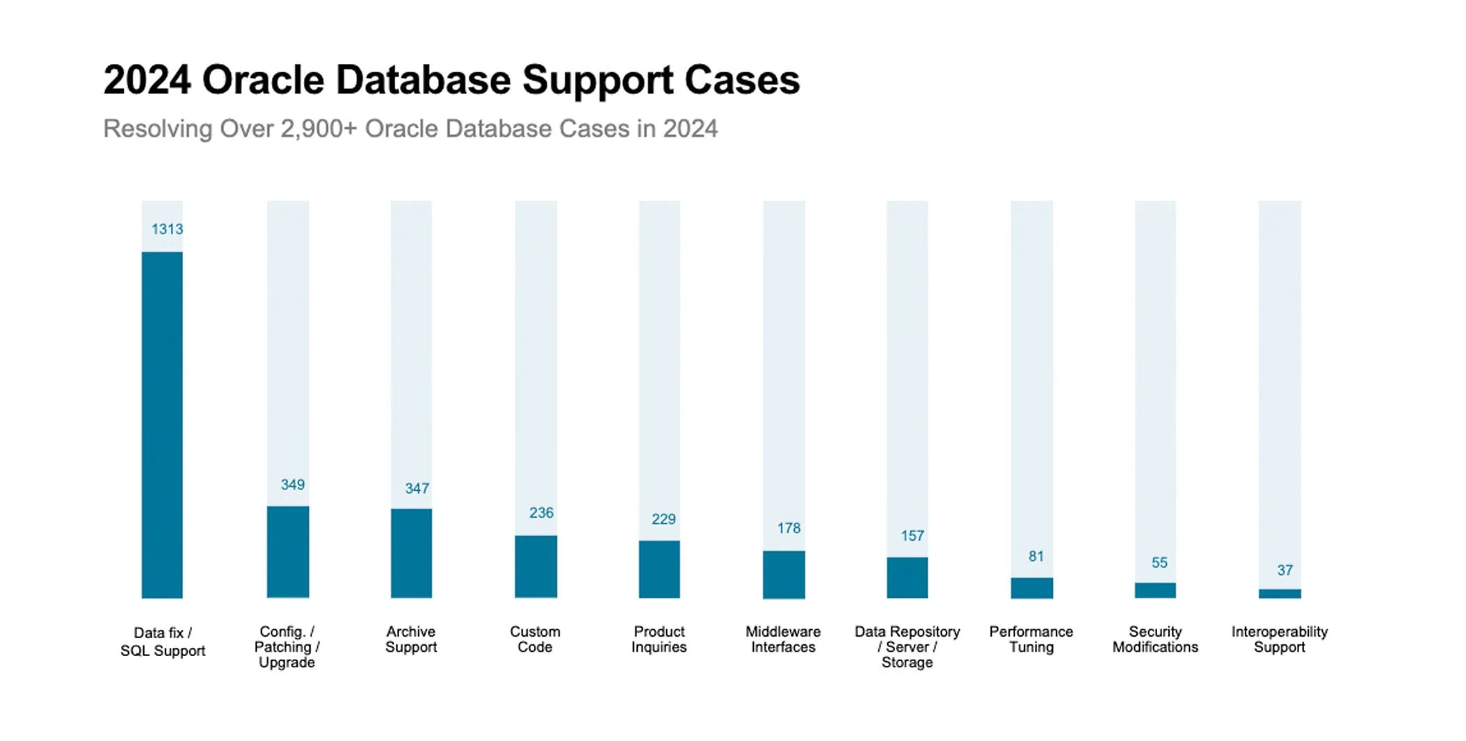 Rimini Support resolved cases for Oracle DB in 2024